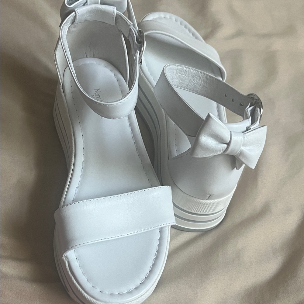 White NeroGiardini Platform Sandals